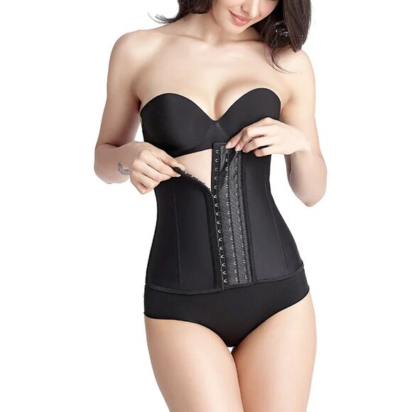 Hook & Eye Closure 9 Steel Boned Thermal Sleek Silhouette Latex Waist Trainer - Picture 2 of 9